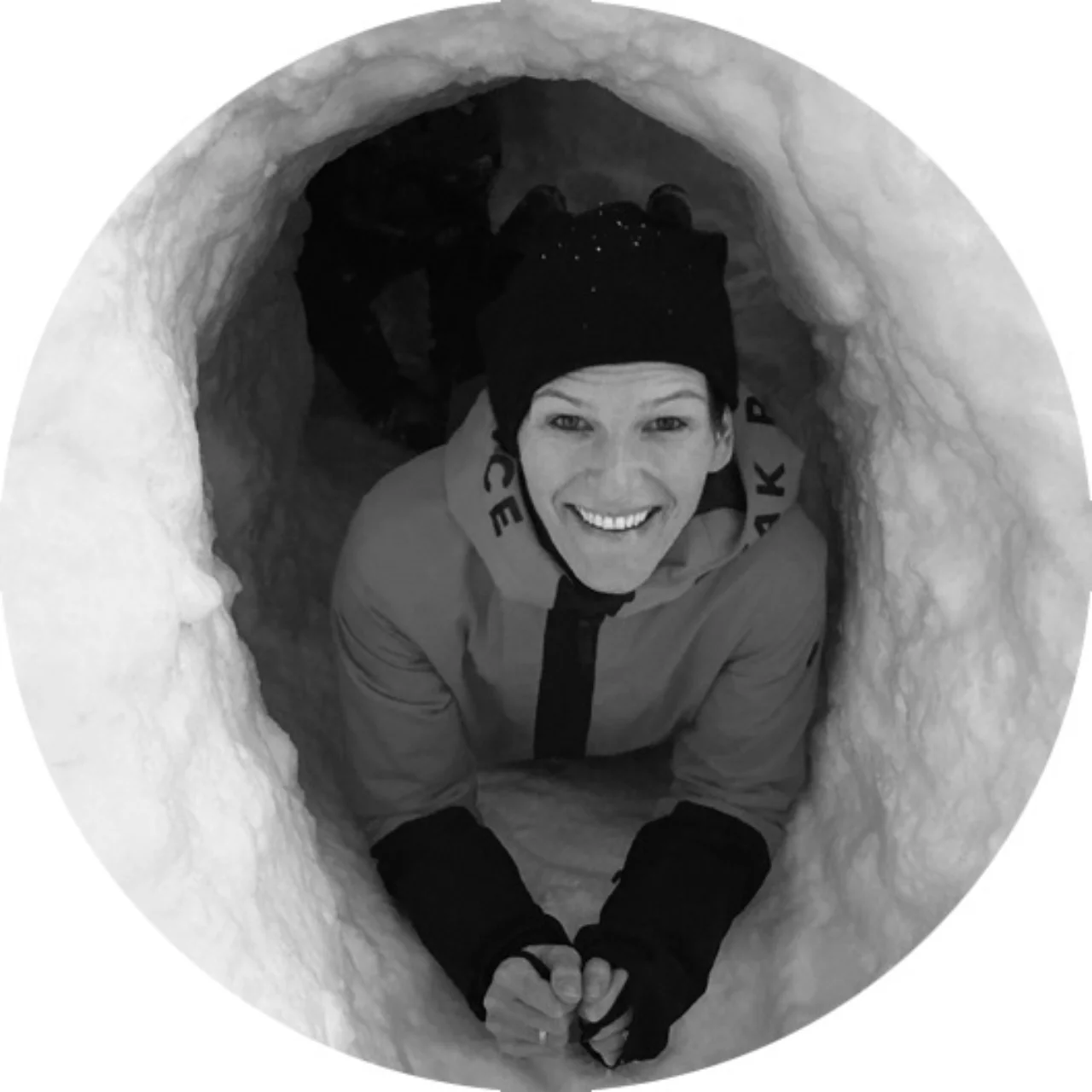 Katrin in an ice tunnel
