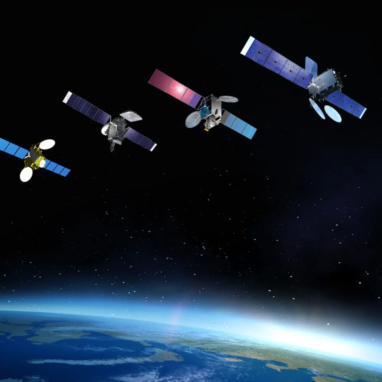 Satelliten in der Umlaufbahn der Erde.