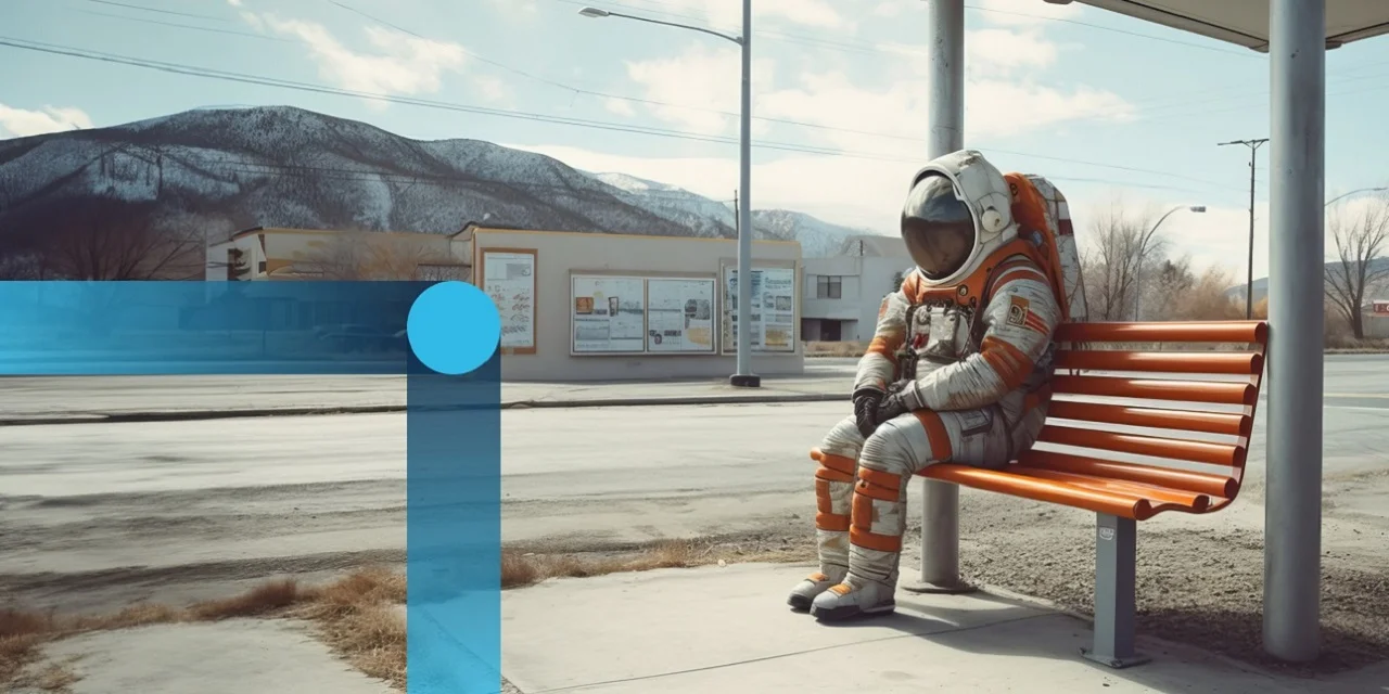 Astronaut waiting at bus stop AI generated