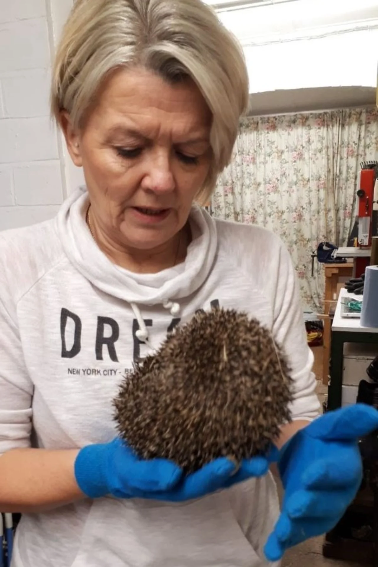 Sharon Baker with hedgehog