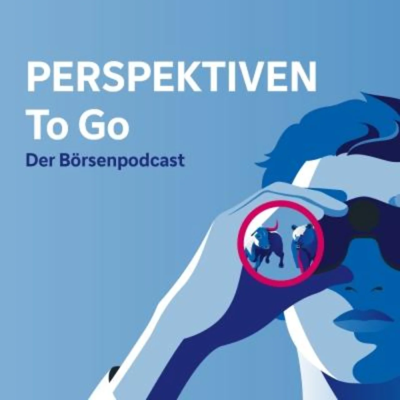 Podcast cover of “Perspektiven To Go” with stylised market illustration.