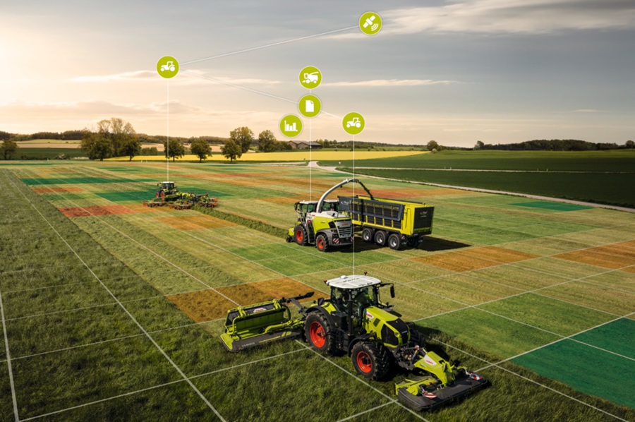 Claas vernetzte Landmaschinen arbeiten auf dem Feld