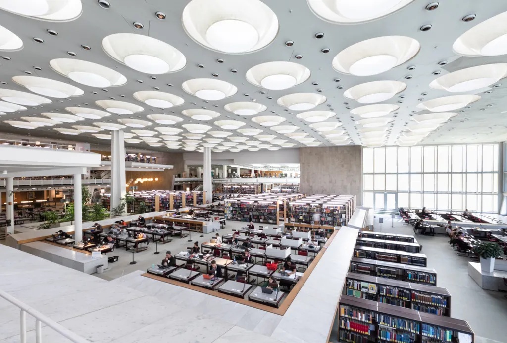 Large reading hall of Berlin State Library – Prussian Cultural Heritage.